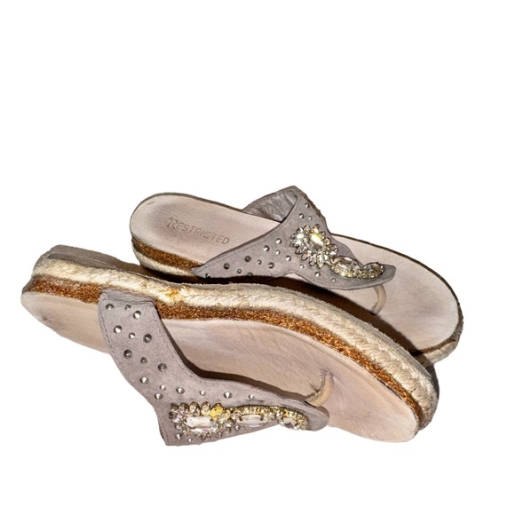 RESTRICTED rhinestone bling cork espadrille sandal women’s shoe size 9 - Picture 10 of 17